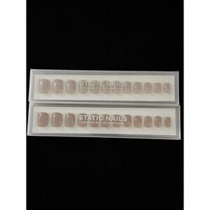 Lot 2 Static Nails Pop On Reusable Manicures Square Taupe Dalgona